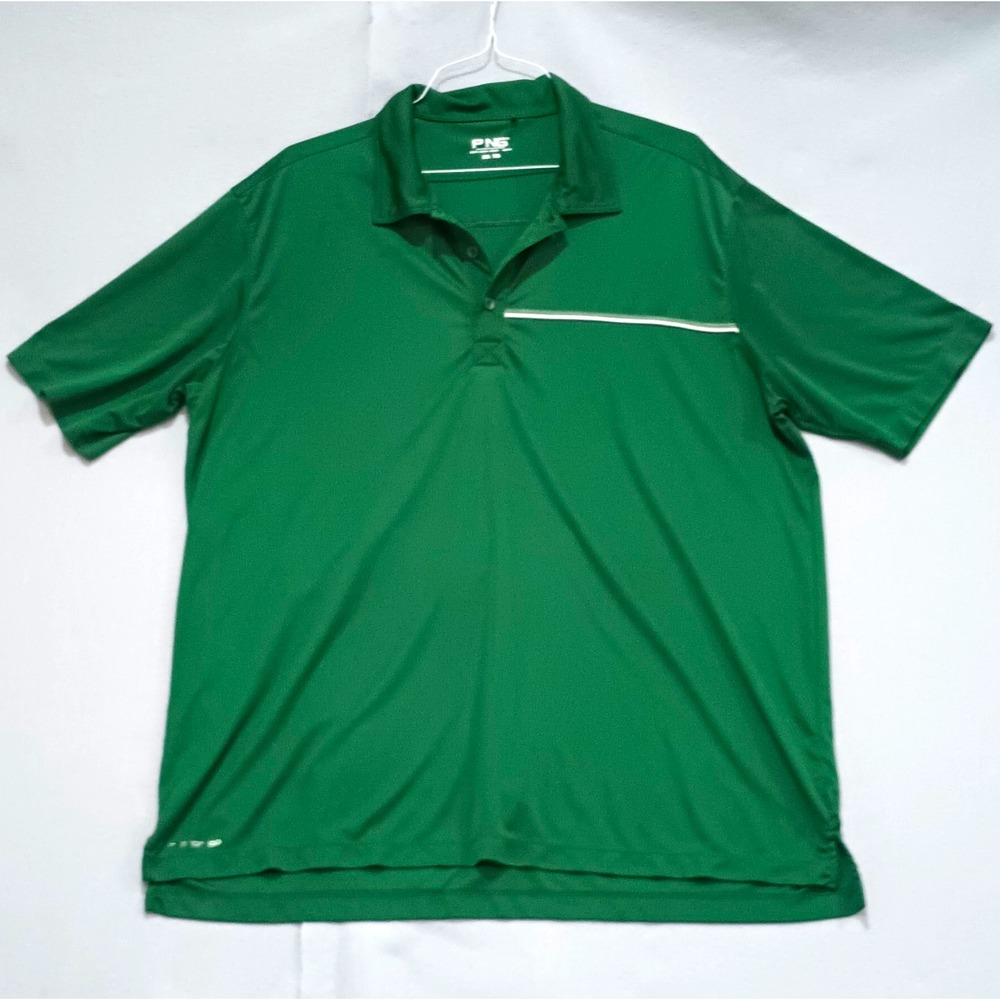 PING Men's Solid Green Short Sleeve Collared Polo Shirt 2XL Regular
